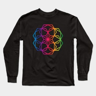 Hexagon Flower Sacred Geometry Long Sleeve T-Shirt